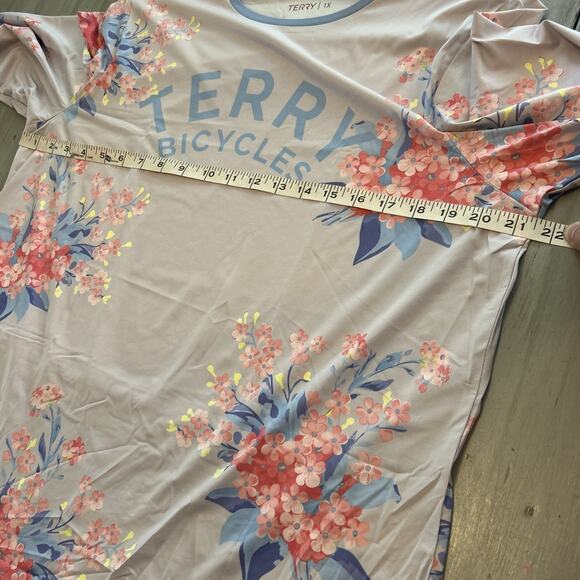 Terry Precision Soleil Flow Blue Pink Bicycle Logo Cycling Shirt Womens Sz 1X - Picture 7 of 9